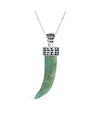 Bling Jewelry Tooth Amulet Onyx Howlite Turquoise Cornicello Italian Horn Chili Pepper Pendant Necklace Oxidized Sterling Silver Scroll