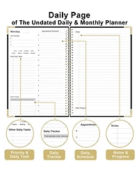 Gnuadz Undated Daily Monthly Planner Spiral Bound Hardcover