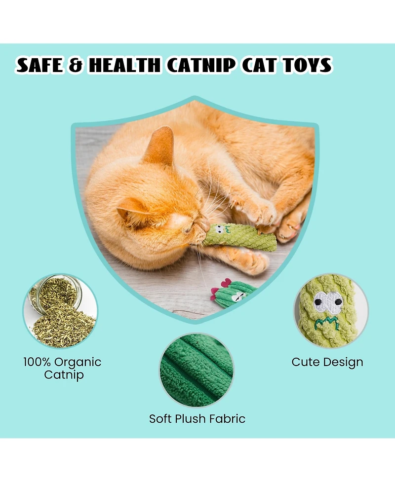 Aronkl 5 Pack Cat Toys Interactive Plush 100% Catnip Safe Durable For Indoor Cats Kittens Teething Play