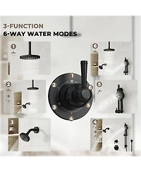 Casainc Dual Heads 3-Function Rainfall Shower System with 3-Mode Handheld and Adjustable Slide Bar