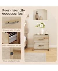 Gymax 2 - Pieces 2-Drawer Nightstand Modern Bedside Table with Storage for Living Room Bedroom