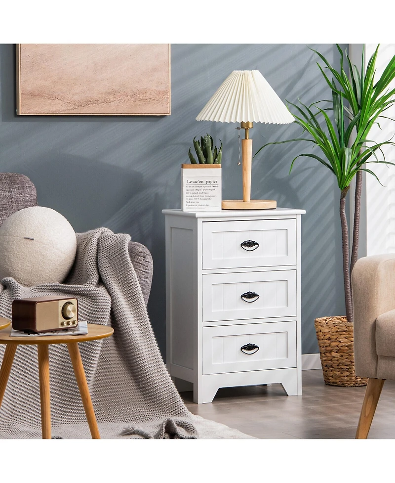 Gymax 2 Piece 3 Drawers Nightstand End Table Bedroom Storage Wood Side Bedside