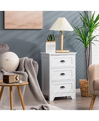 Gymax 2 Piece 3 Drawers Nightstand End Table Bedroom Storage Wood Side Bedside
