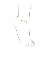 Bling Jewelry Turkish Spiritual Guardian Angel Wing and Evil Eye Anklet Bracelet 14k Gold Plated Sterling Silver