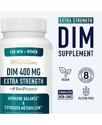 SMNutrition Dim 400 Milligrams Extra Strength Hormone and Estrogen Balance for Men and Women, Menopause and Acne Support, 90 Capsules