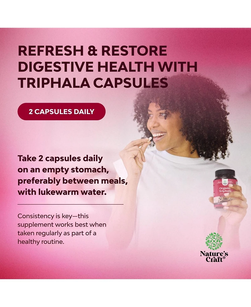 Nature's Craft Organic Triphala Ayurvedic Blend, 120 Count