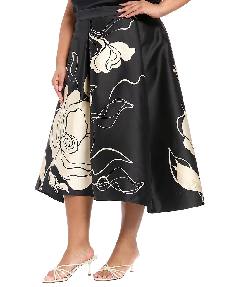 Muse Plus Pleated High-Low Midi Skirt