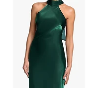 Xscape Women's Halter Neck Metallic Organza Ball Gown