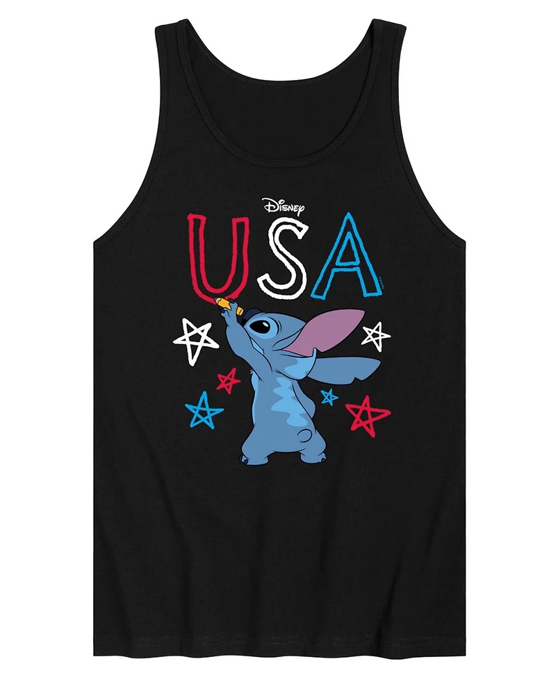 Airwaves Men's Lilo Usa Stitch Drawing Sleeveless Graphic Tank T-Shirts