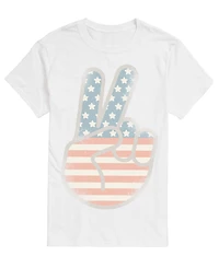 Airwaves Men's Flag Peace Sign Tonal Washed Short-Sleeve Graphic T-Shirt