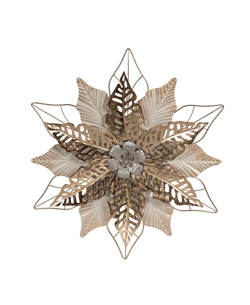 Gallerie Ii Christmas Poinsettia Wall Hanging Gold Decorative Art Sculpture 18