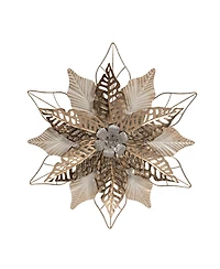 Gallerie Ii Christmas Poinsettia Wall Hanging Gold Decorative Art Sculpture 18