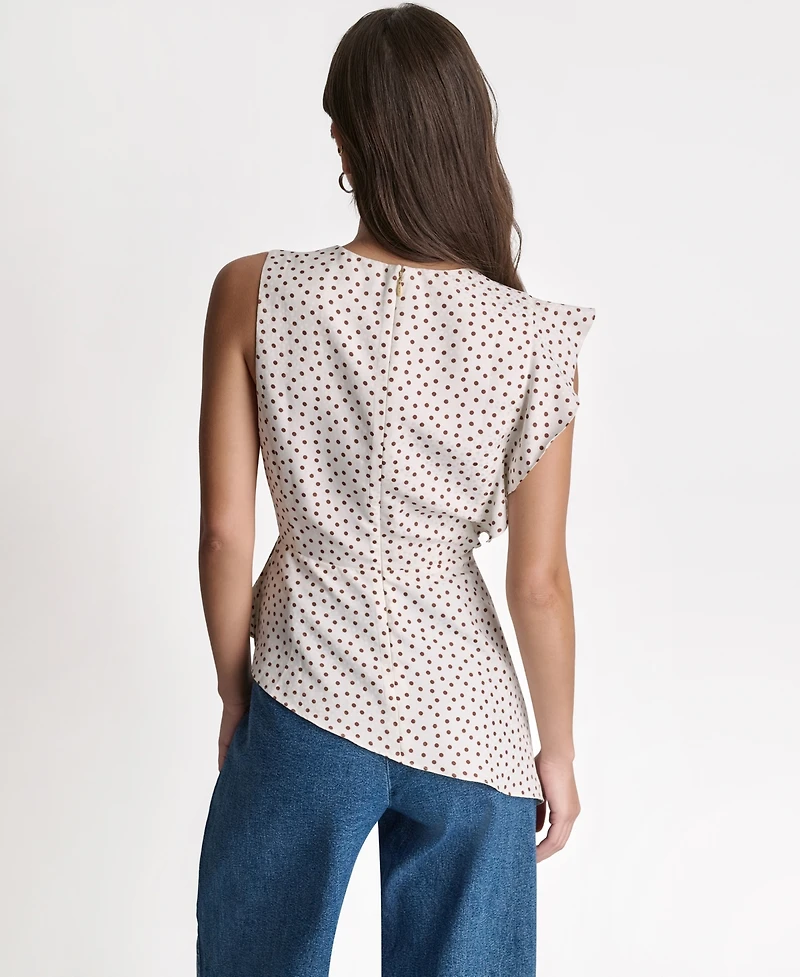 Bcbg Women's Faux Wrap Crewneck Ruffle Top
