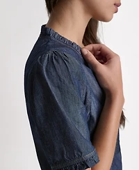 Bcbg Women's Short-Sleeve Ruffle Detail Button-Front Top