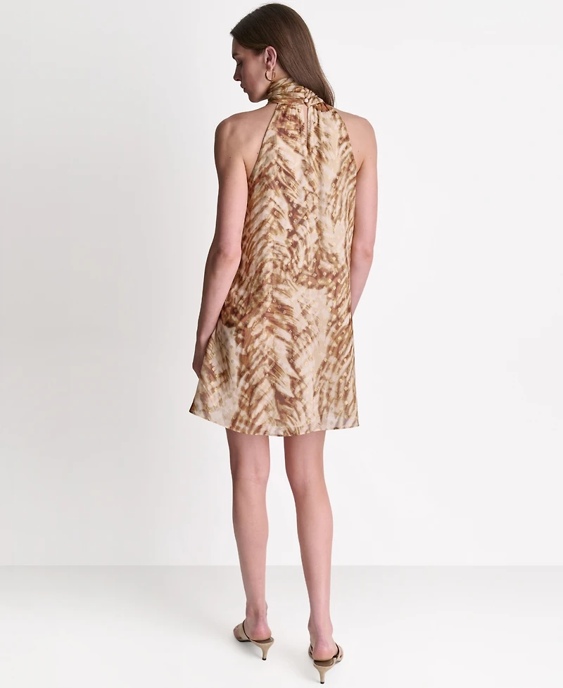 Bcbg Women's High Halter Neck Scarf Detail Dress