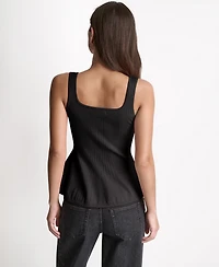 Bcbg Women's Peplum Rib Sleeveless Tank Top