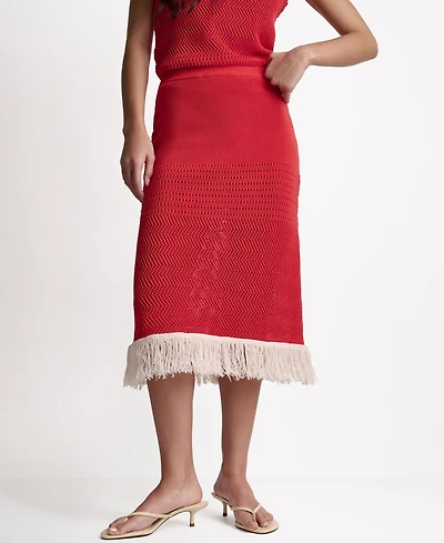 Bcbg Women's Fringe Pointelle A-Line Midi Skirt