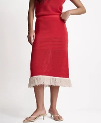 Bcbg Women's Fringe Pointelle A-Line Midi Skirt