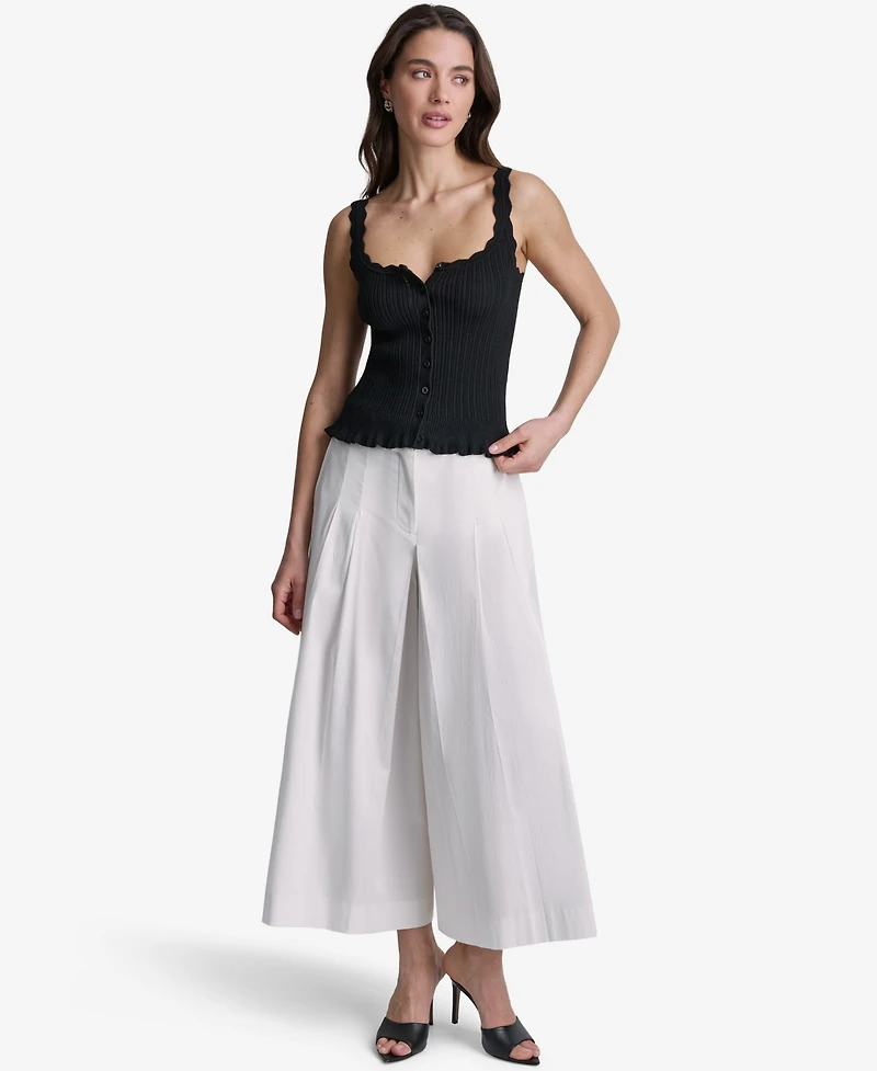 Bcbg Women's Ribbed Button-Front Scoop Neck Tank Top