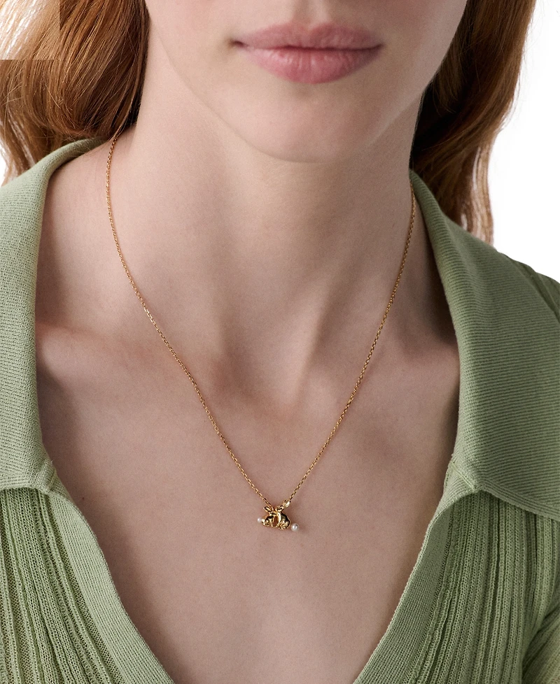 kate spade new york Gold-Tone Love You, Mom Bunny Short Pendant Necklace