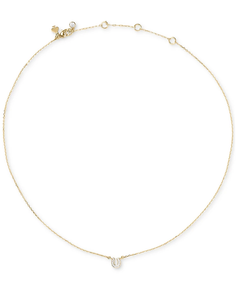 kate spade new york Gold-Tone You're a Gem Pave Horseshoe Short Pendant Necklace
