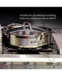 ProBond Clad Stainless Steel 5-Quart Covered Saute with Helper Handle