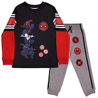 Spider-Man Boys Active Long Sleeve T-Shirt and Football Pants Set