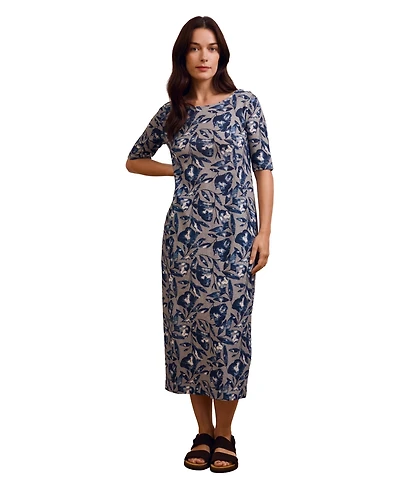 Celtic & Co. Women's Linen Blend Button Back Midi Dress
