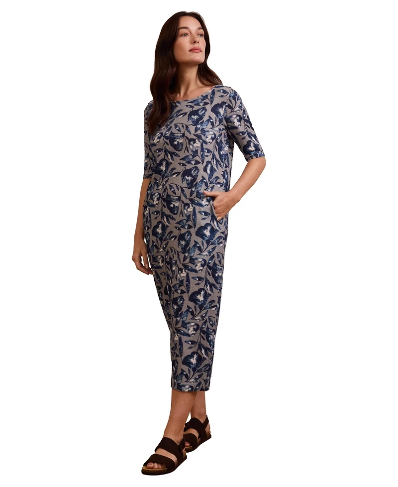 Celtic & Co. Women's Linen Blend Button Back Midi Dress