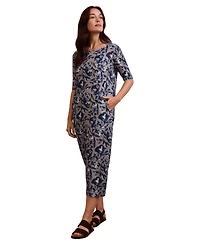 Celtic & Co. Women's Linen Blend Button Back Midi Dress
