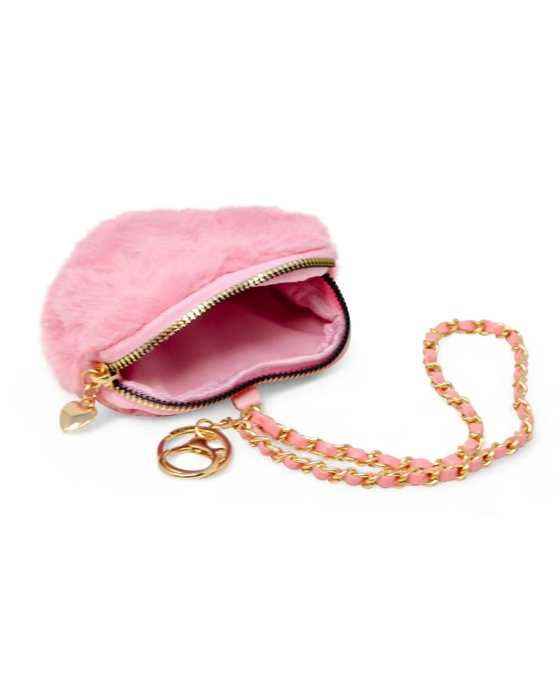 Zomi Gems Girls Fuzzy Heart Wristlet Coin Purse