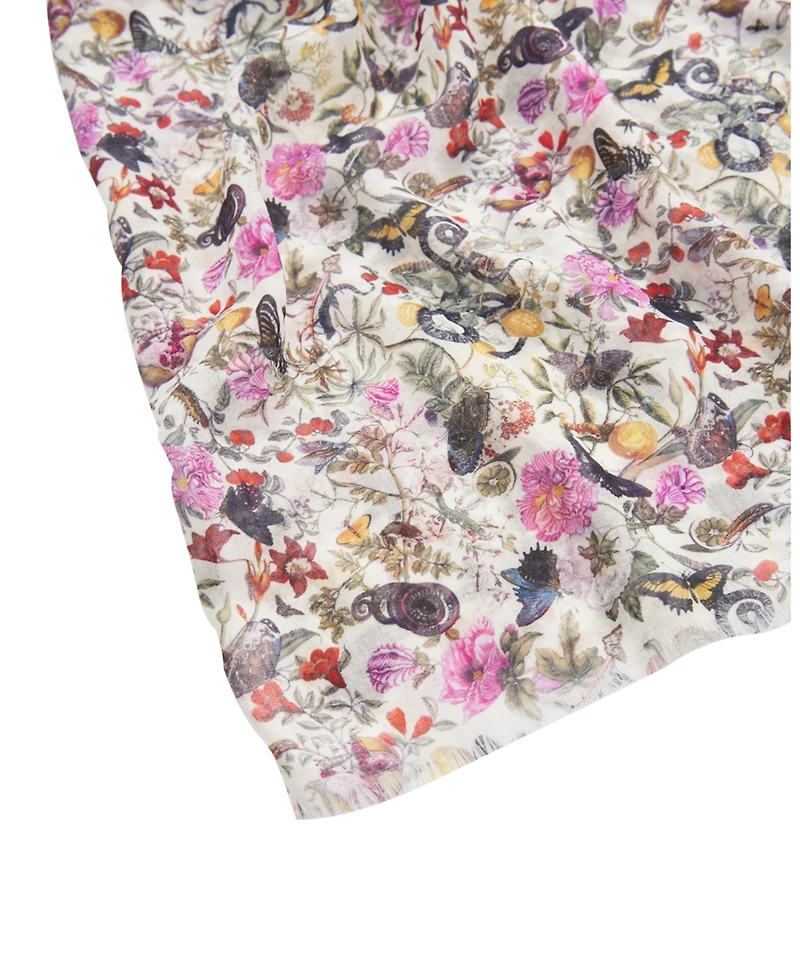 Fable England Women's Floral Engravings Lightweight Scarf