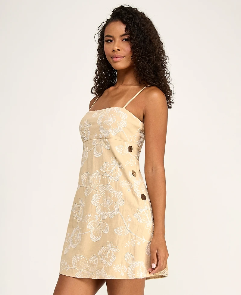 Seni & Cade Juniors' Embroidered Square Neck Short Dress