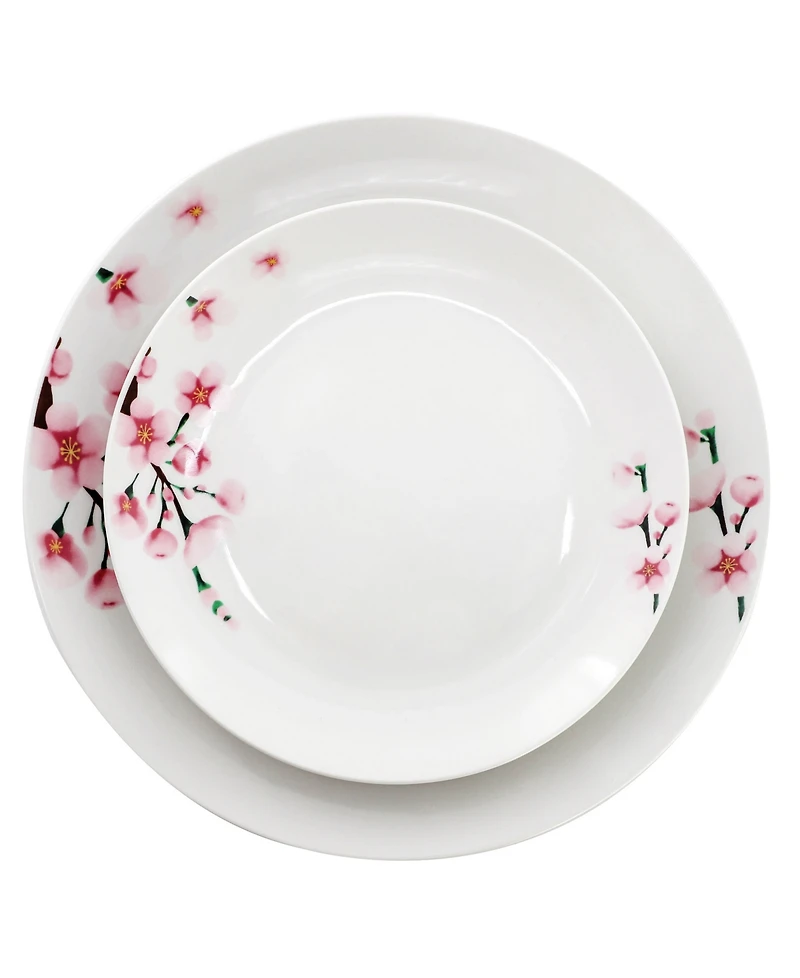 Elama Tamara Cherry Blossom 18-Piece Dinnerware Set, Service For 6