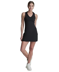 Side Stripe Polo Collar Tank Dress W/Built-in Shelf Bra