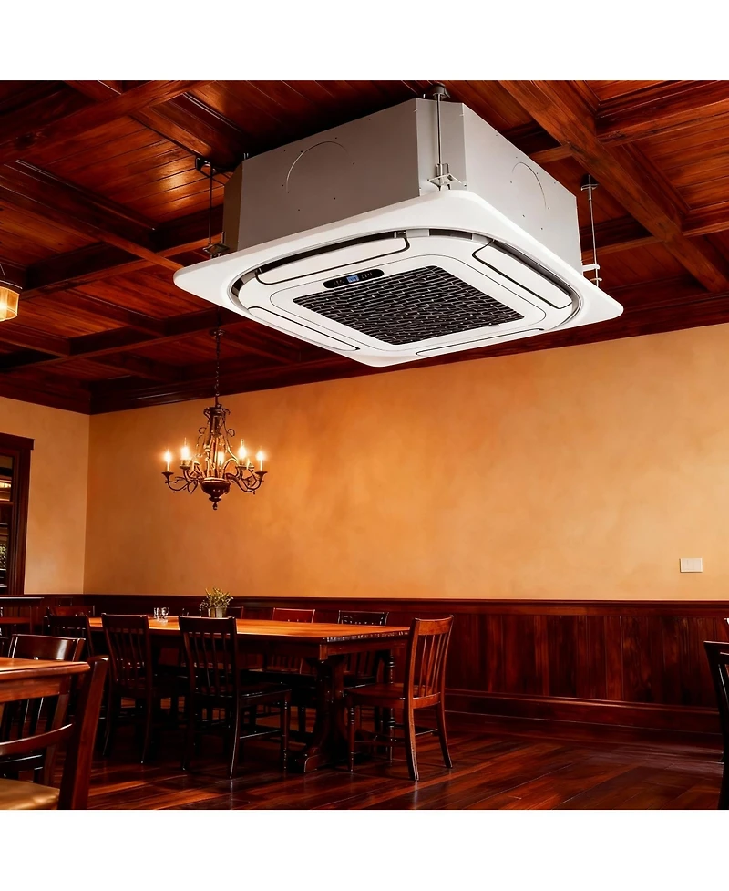 Xo 18000 Btu Ceiling Cassette Mini Split Ac and Heat Pump, 20.5 SEER2, 360degree(s) Airflow, WiFi, 230V, 25FT Kit