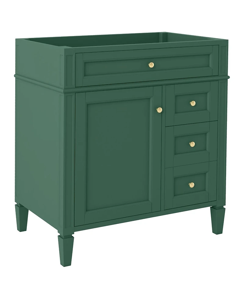 Sillysis 29.3 Inch Modern Bathroom Vanity Cabinet, Solid Wood Mdf, Tip-Out Drawer, Adjustable Shelf, Roman Legs for Small