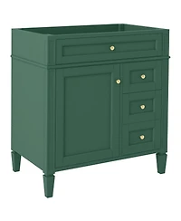 Sillysis 29.3 Inch Modern Bathroom Vanity Cabinet, Solid Wood Mdf, Tip-Out Drawer, Adjustable Shelf, Roman Legs for Small