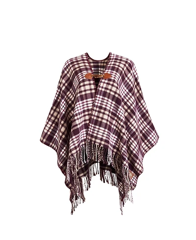 Fable England Women's Caramel and Chocolate Check Cape
