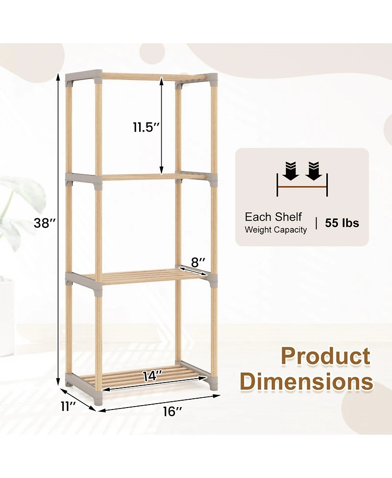 Gymax 4-Tier Bookshelf w/Open Shelves Freestanding Storage Organizer for Home Office