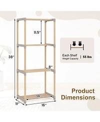 Gymax 4-Tier Bookshelf w/Open Shelves Freestanding Storage Organizer for Home Office