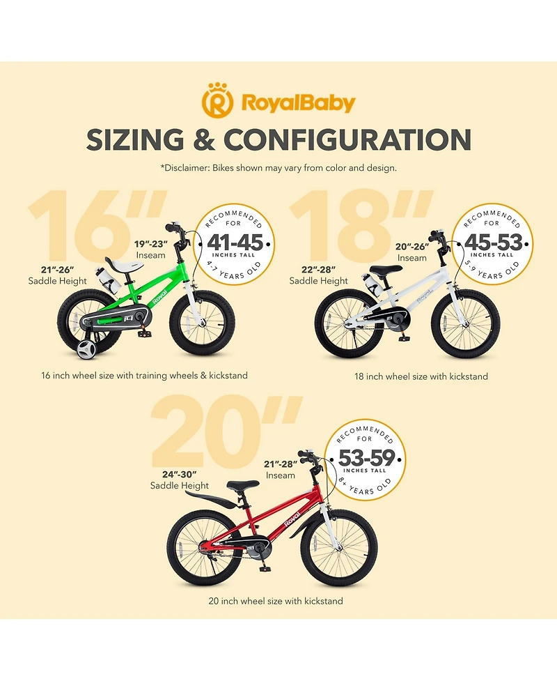 RoyalBaby Freestyle Outdoor Kid's Bicycle with Training Wheels