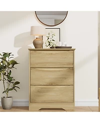 homfan Modern Tall 3-Drawer Wooden Dresser, Versatile Storage Cabinet with Deep Drawers and Wide Top for Home Use