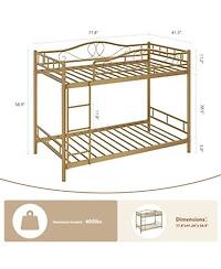 homfan Twin Over Metal Bunk Bed with Guardrails and Side Ladder, Steel Frame Space-Saving for Kids Bedroom or School