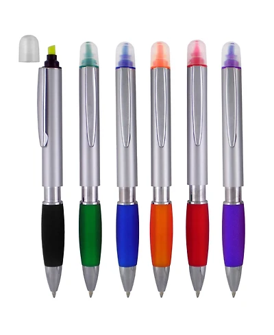 Gnuadz Ballpoint Pen Highlighter Chisel Tips Bright Colors Ink 6 Pack