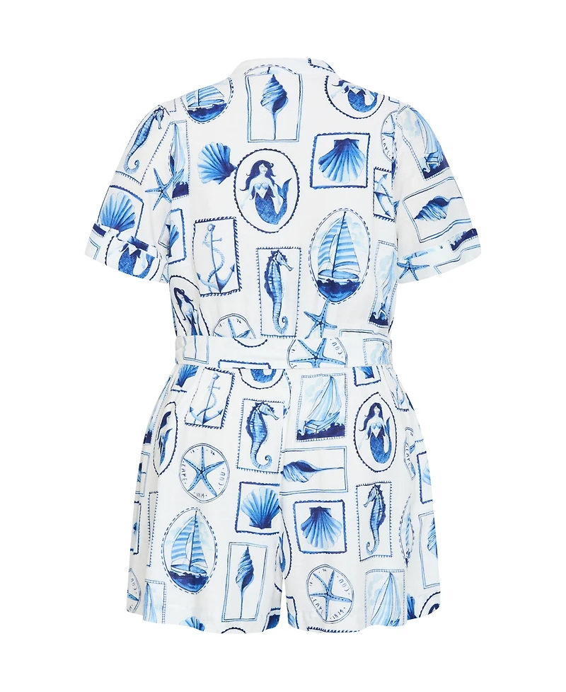 City Chic Women's Elise Amalfi Print Playsuit