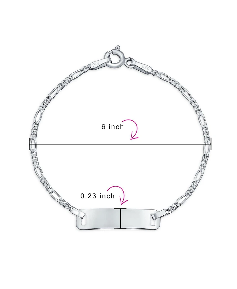 Bling Jewelry Thin Small Identification Id Name Tag Plate Bracelet Figaro Chain