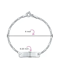 Bling Jewelry Thin Small Identification Id Name Tag Plate Bracelet Figaro Chain