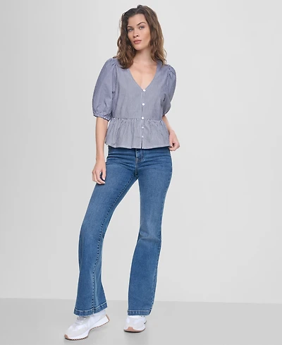 Dkny Jeans Women's V-Neck Button-Front Shirt