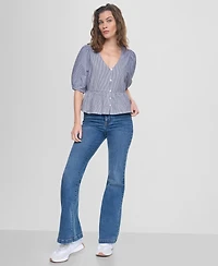 Dkny Jeans Women's V-Neck Button-Front Shirt
